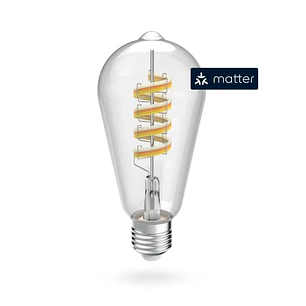 Hama Bombilla LED E27 Inteligente - Potencia 4.9W - RGBW - WiFi - Compatible con Asistente de Voz - Control con App - Estilo Retro - Filamento St64 - 