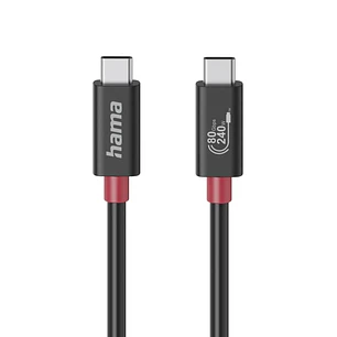 Hama Essential Cable USB-C Macho - Potencia Maxima 240W - Longitud 1m - Velocidad hasta 80Gbps - Blindaje Doble - Color Negro