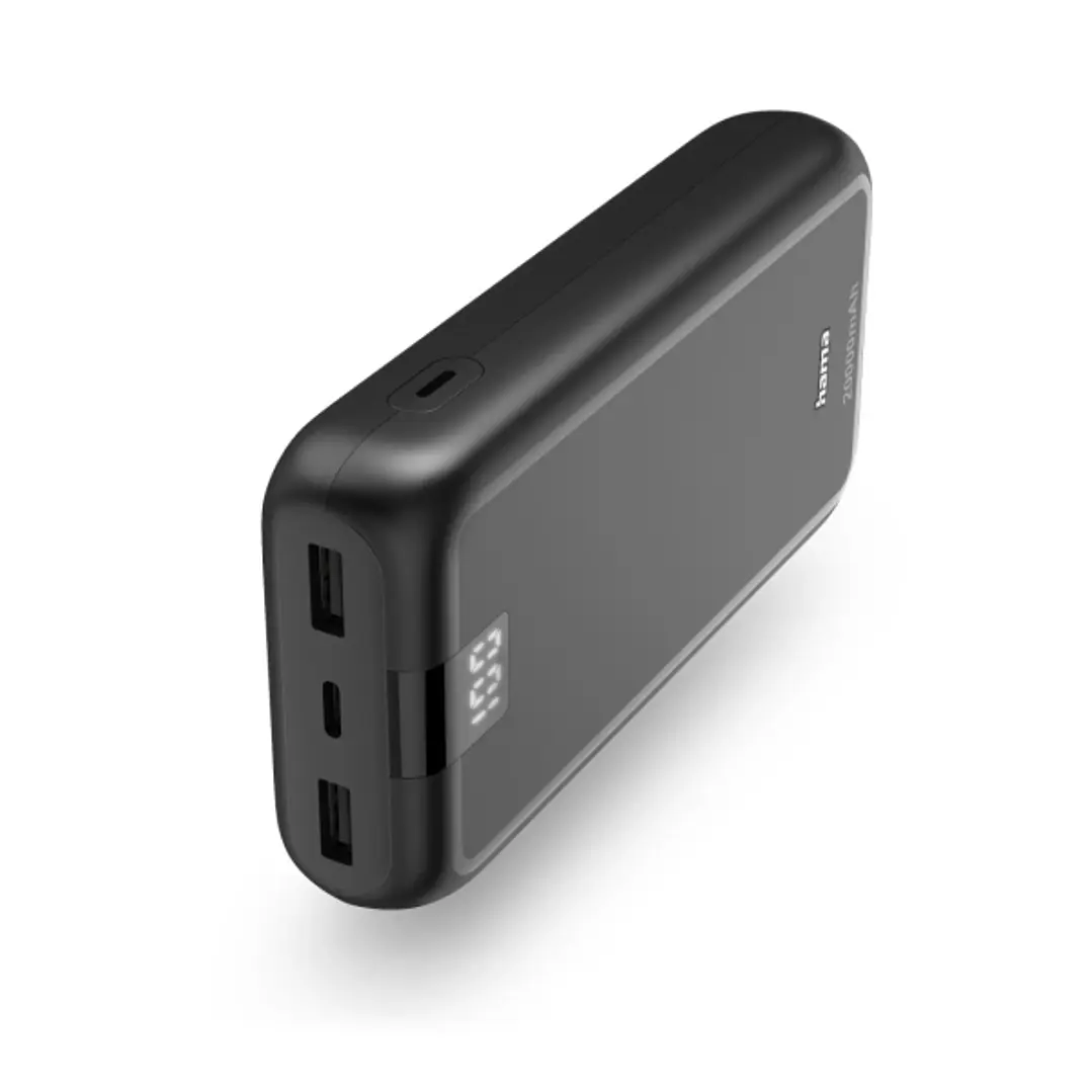 Hama Bateria Externa Powerbank 20000mAh - Polimero de Litio - USB-C - USB-A - Carga Rapida - 3 Conexiones de Salida - Pantalla Digital - Indicador de  1