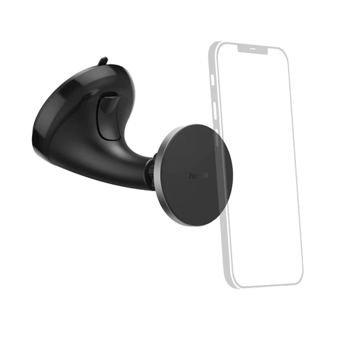 Hama Soporte de Coche para Smartphone - Magnetico - Ventosa para Parabrisas - Peso Max 230g - Aluminio - Color Negro 1