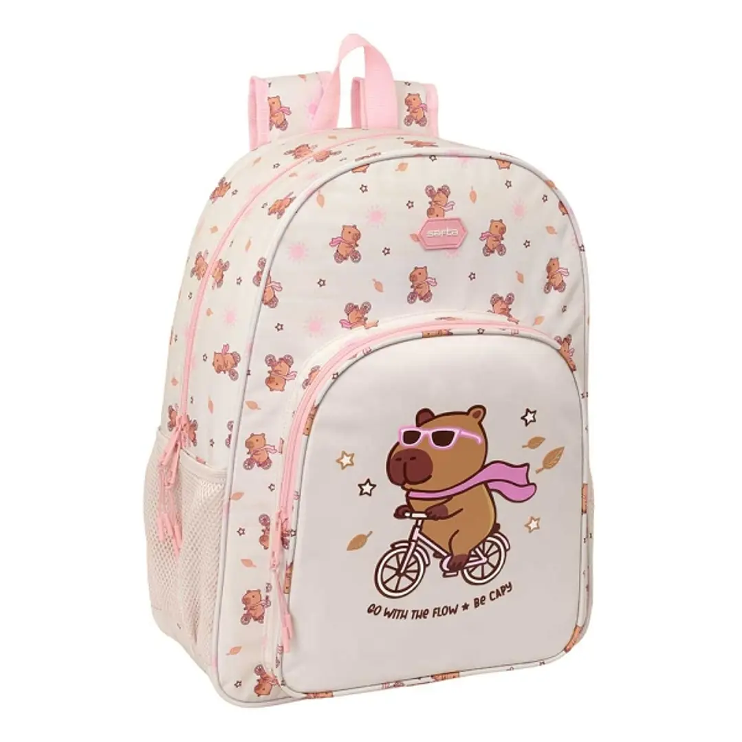 Safta Capibara Mochila - Adaptable a Carro - Bolsillo Frontal - Portabotellas - Cremallera con Doble Tirador - Asa de Mano - Hombreras y Espalda Acolc 1