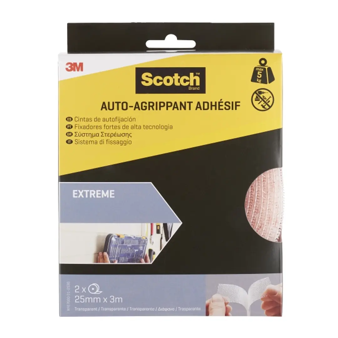 Scotch Extreme Cierres Adhesivos Reposicionables - 25mm x 3m - Color Transparente 1
