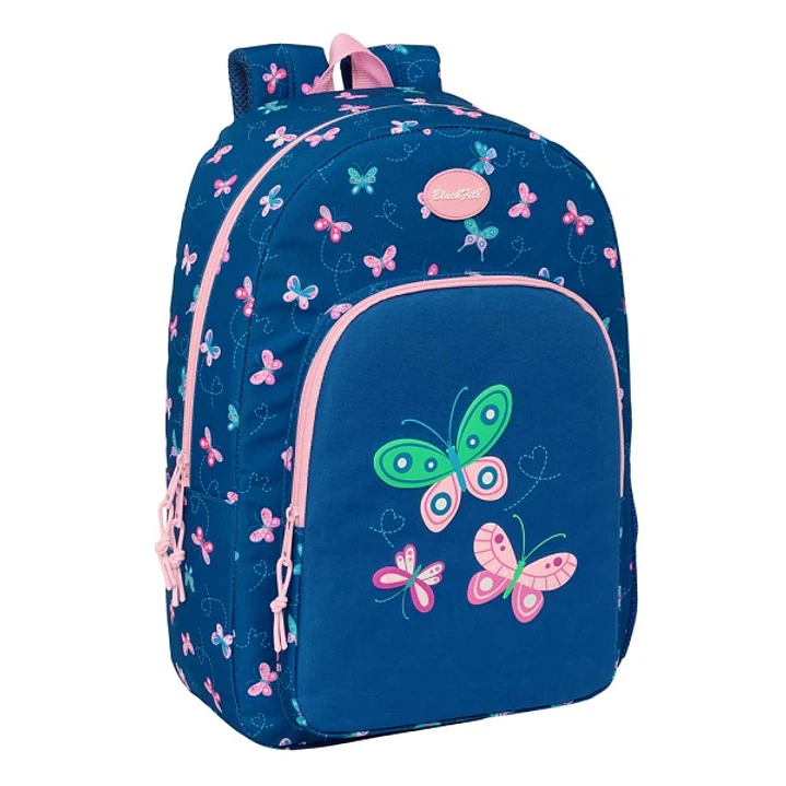 Safta Blackfit8 Mariposas Mochila Adaptable a Carro - Tirador Doble - Bolsillo Frontal - Hombreras Ergonomicas - Espalda Acolchada - Asa Superior - 19 1