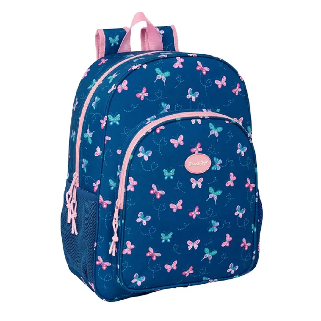 Safta Blackfit8 Mariposas Mochila Adaptable a Carro - Bolsillos Laterales - Doble Tirador - Ergonomia Acolchada - Asa Superior - 19L - 330x140x420mm - 1