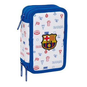 Safta F.C.Barcelona Preescolar Plumier de 3 Pisos - 37 Piezas - Goma - Lapiz - 2 Boligrafos - Sacapuntas - 2 Reglas - 16 Colores - 14 Rotuladores - 12