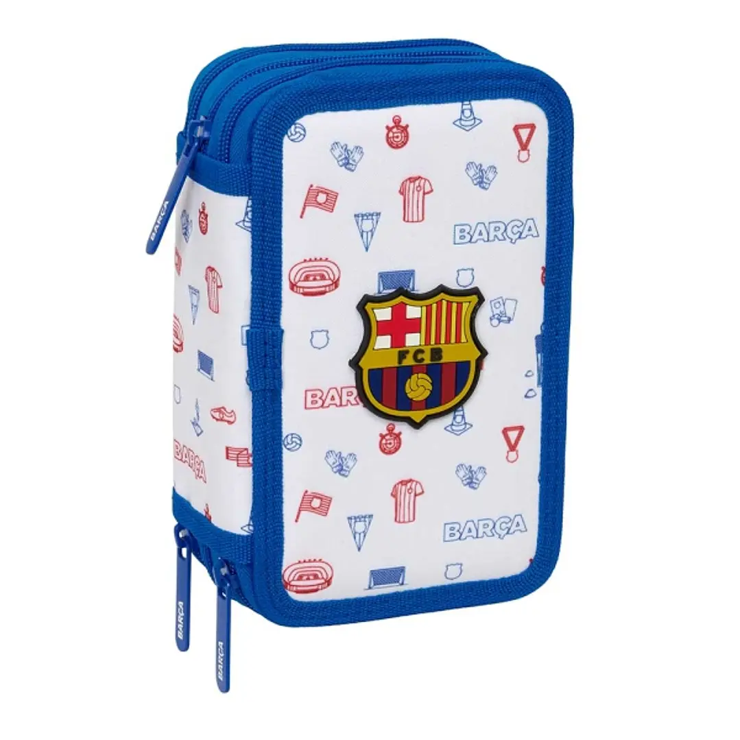 Safta F.C.Barcelona Preescolar Plumier de 3 Pisos - 37 Piezas - Goma - Lapiz - 2 Boligrafos - Sacapuntas - 2 Reglas - 16 Colores - 14 Rotuladores - 12 1
