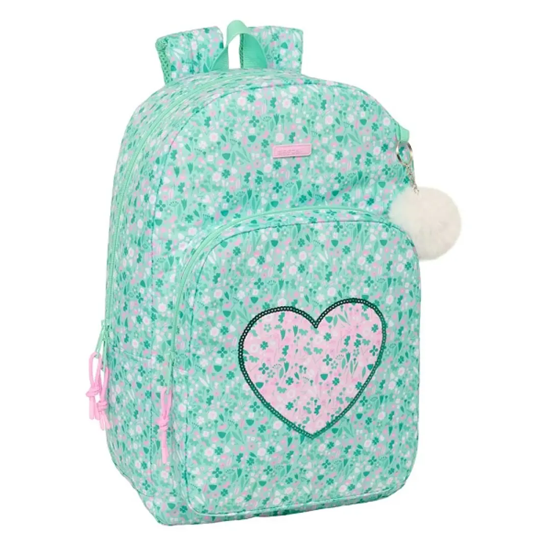 Safta Cuore Mochila Adaptable a Carro - Tirador Doble - Bolsillo Frontal - Hombreras Acolchadas - Asa Superior - 19.3L - 300x140x460mm - Color Turques 1