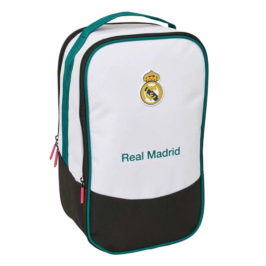 Safta Real Madrid Equipacion 26/27 Zapatillero Doble - Bolsillo Interior de Velcro - Compartimento Trasero con Cremallera - Asa de Mano - 21x36x16cm - 1