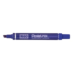 Pentel Pen N60 Rotulador Permanente - Punta Biselada Resistente y Duradera - Resistente a Agua y Luz - Color Azul