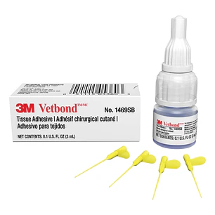3M Vetbond Adhesivo para Tejidos - 3ml - Cierra Heridas Rapidamente - Incluye 4 Aplicadores - Color Transparente