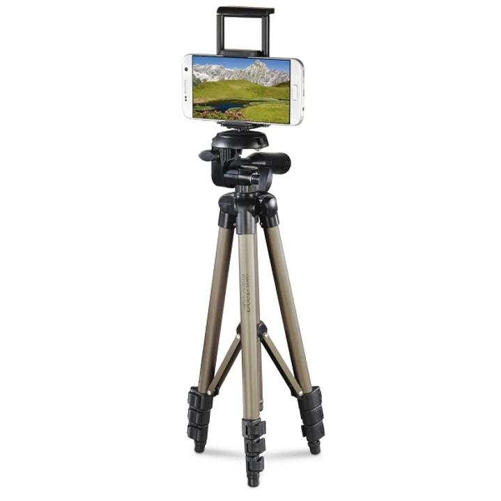 Hama Tripode para Smartphone y Tablet - Peso Max 500g - Altura Ajustable hasta 106cm - Aluminio - Cabezal de 3 Vias - Color Beige 1
