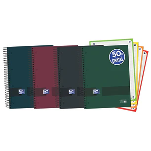 Oxford & You Cuaderno A5+ Tapa Extradura Europeanbook - 120 Hojas - Cuadricula 5x5 - Colores Surtidos