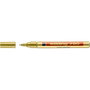 Edding 780 Rotulador Permanente de Tinta Opaca - Punta Redonda - Trazo 0.8mm - Puntas de Recambio Disponibles - Secado Rapido - Color Oro