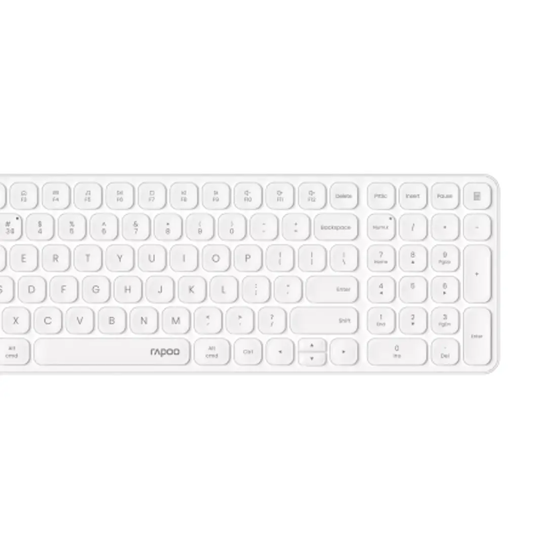 Rapoo 9310M Pack Teclado Ultrafino + Raton Inalambricos - Bluetooth y 2.4GHz -  Raton 2400 DPI - Autonomia hasta 12 Meses - Color Blanco 1