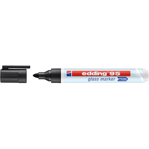 Edding 95 Rotulador para Cristal - Punta Redonda - Trazo entre 1.5 y 3mm - Borrado en Seco - Color Negro