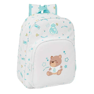 Safta Real Madrid Preescolar Mochila Infantil - Portabotellas - Bolsillo Frontal - Adaptable a Carro - Hombreras Acolchadas - 26x34x11cm - Color Blanc
