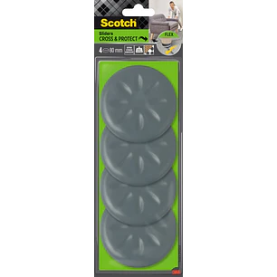 Scotch Move and Protect Flex Pack de 4 Patines Deslizantes Adhesivos - Diametro de 80mm - Soporta hasta 600kg - Color Gris