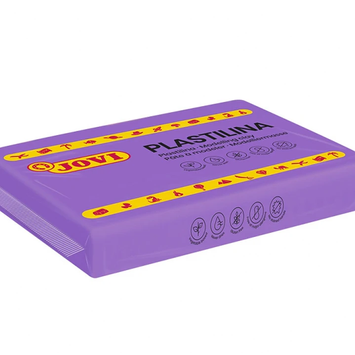 Jovi Caja de 15 Pastillas de Plastilina 350gr - 100% Vegetal - Facil de Moldear - Sin Gluten - Color Lila 1