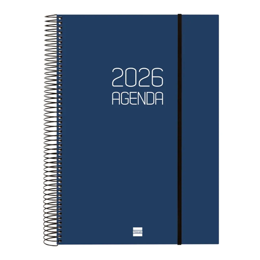 Finocam Opaque Agenda de Espiral en Catalan - Anual 2026 - Tapa Ligera - Cierre con Goma Elastica - Formato E40 - 230x29x297mm - 1 Dia por Pagina - Co 1