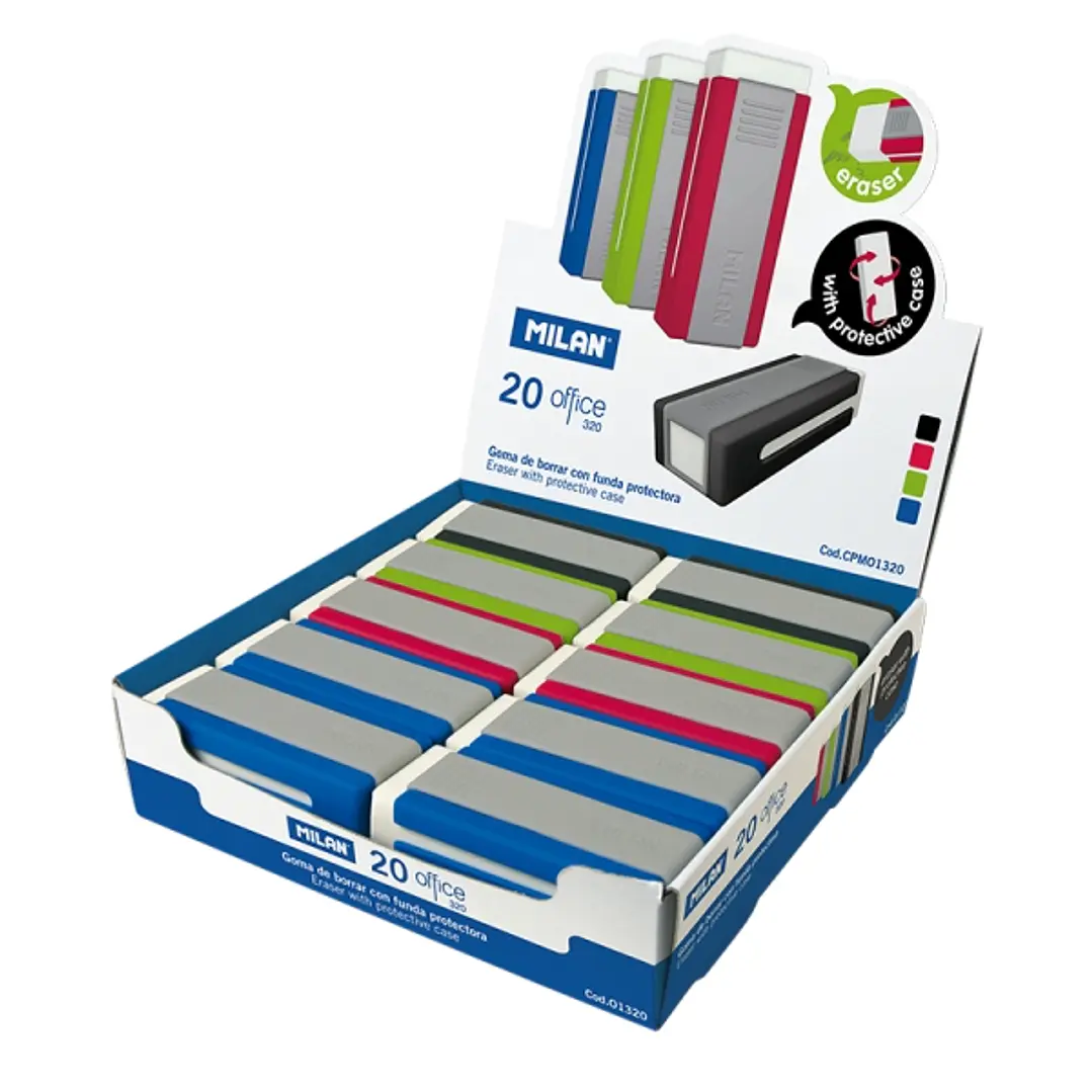 Milan Nata 320 Expositor con 20 Gomas de Borrar - Colores Surtidos 1
