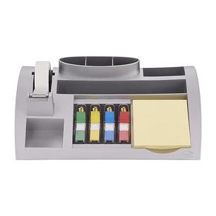 Post-It Index Organizador de Sobremesa - Incluye Bloc de Notas, Marcadores y Cinta Adhesiva - Forma - Color Gris