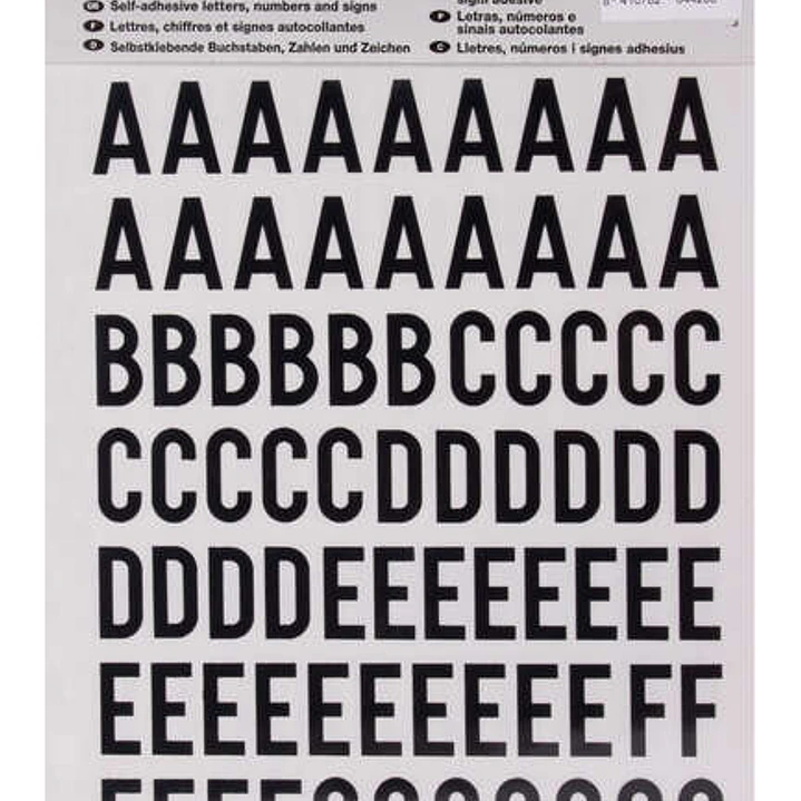 Apli Letras de Palo Mayusculas Adhesivas - Altura 20mm - Color Negro - Pack de 4 Hojas (301 Letras) 1