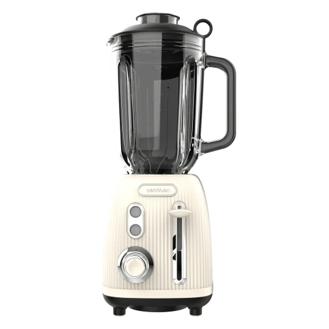 Cecotec Power Black Titanium RetroBeige Batidora de Vaso - 1200W - Jarra de 1.5L - Funcion Pulse - 4 Hojas Recubiertas de Titanio - Velocidad Ajustabl 1