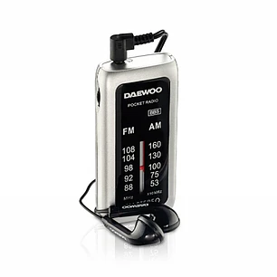Daewoo Radio AM/FM - Alimentacion a Pilas - Jack 3.5mm - Funcion Super Bass - Color Negro y Gris