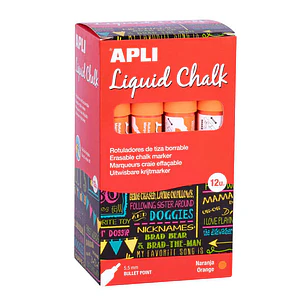 Apli Pack de 12 Rotuladores de Tiza Liquida - Punta Redonda - Ideal para Pizarras, Plastico, Vinilos, Metal, Etc - Facil de Borrar - Secado Rapido - C