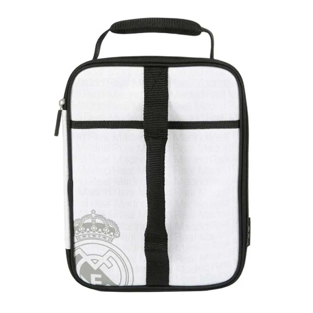 Safta Real Madrid Bolsa Isotermica Porta Alimentos - Expandible - Incluye Recipiente de 650ml - Cremallera - Asa de Mano - 20.7x26.7x10.8cm - Color Bl 1