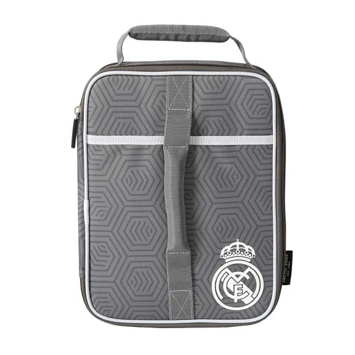 Safta Real Madrid Bolsa Isotermica Porta Alimentos - Expandible - Incluye Recipiente de 650ml - Cremallera - Asa de Mano - 20.7x26.7x10.8cm - Color Gr 1