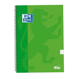Oxford School Classic Cuaderno Espiral Tapa Extradura Write&Erase - Folio 4x4 con Margen - 80 Hojas - Color Verde
