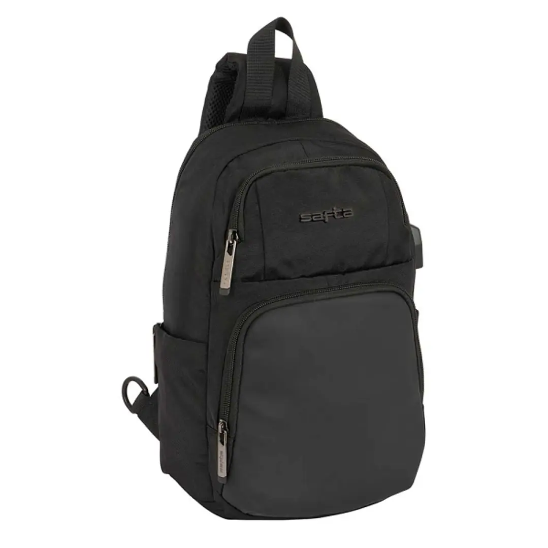 Safta Business Mini Mochila - Bolsillo Frontal - Cremalleras Bidireccionales - Bolsillo Lateral - Conector USB Integrado - Hombreras Ajustables - Homb 1