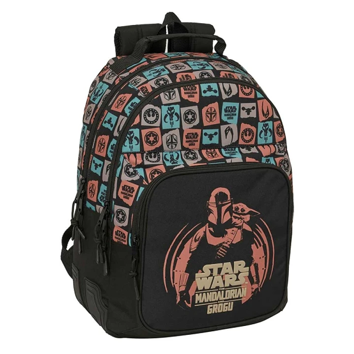 Safta Mandalorian and Grogu Mochila - Adaptable a Carro - Bolsillo Frontal - Portabotellas - Cremallera con Doble Tirador - Asa de Mano - Hombreras y  1