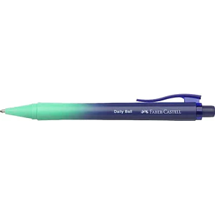 Faber-Castell Daily Ball Flow Edition Buzzing Blue Boligrafo Retractil XB - Atractivo Diseño - Tinta Azul Indeleble - Color Azul/Turquesa Degradado