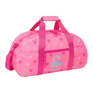 Safta Benetton Heart Bolsa de Deporte - Bolsillo Frontal - Bandolera Ajustable - Tirador Doble - Tacos Protectores en Base - Fondo Interior Semirigido