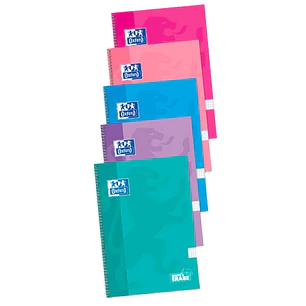 Oxford School Classic Cuaderno Espiral Tapa Extradura Write&Erase - Folio 4x4 con Margen - 80 Hojas - Colores Surtidos