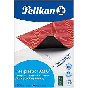 Pelikan Paquete de 100 Papel Carbon Interplastic 1022G - 100 Folios - Alta Calidad - Facil de Usar - Ideal para Copias Precisas - Color Negro