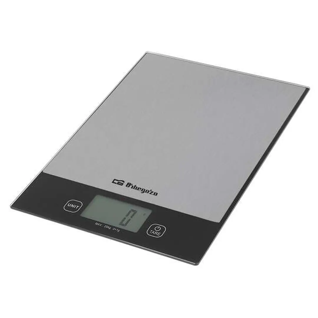 Orbegozo PC 2026 Bascula de Cocina Digital - Precision y Control en tus Recetas - Superficie de Cristal Templado - Pantalla LCD - Capacidad Maxima 20k 1