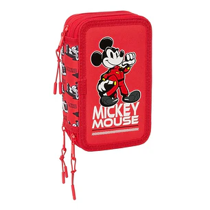 Safta Mickey and Friends Racing Plumier de 3 Pisos - 37 Piezas - Goma - Lapiz - 2 Boligrafos - Sacapuntas - 2 Reglas - 16 Colores - 14 Rotuladores - 1