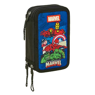 Safta Avengers Plumier de 3 Pisos - 37 Piezas - 1.3L - Goma - Lapiz - Boligrafos - Sacapuntas - Reglas - 16 Colores - 14 Rotuladores - 125x55x195mm - 