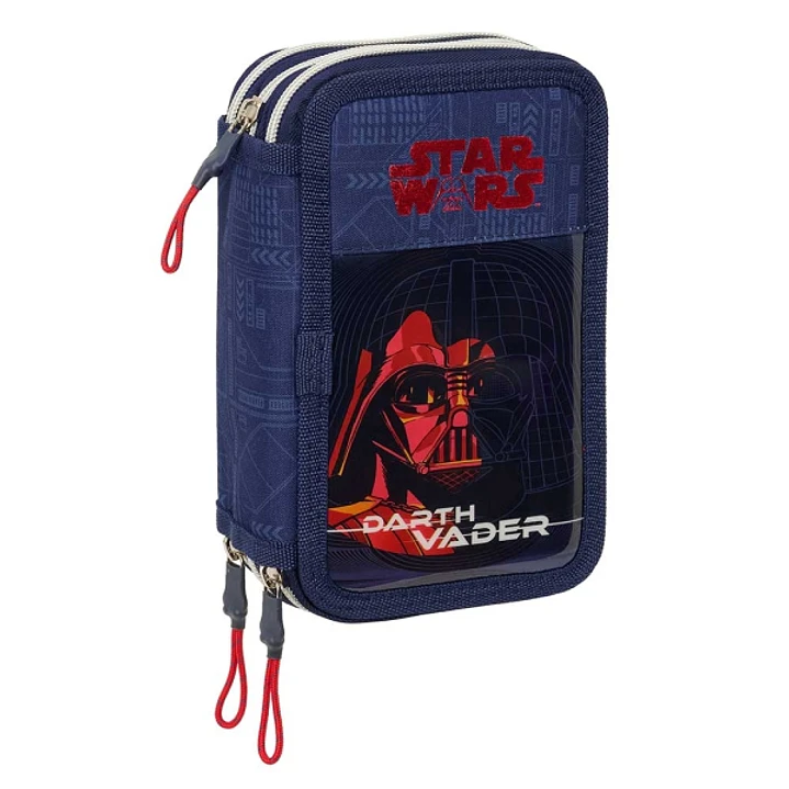Safta Star Wars Plumier de 3 Pisos - 37 Piezas - Goma - Lapiz - 2 Boligrafos - Sacapuntas - 2 Reglas - 16 Colores - 14 Rotuladores - 12.5x19.5x5.5cm - 1