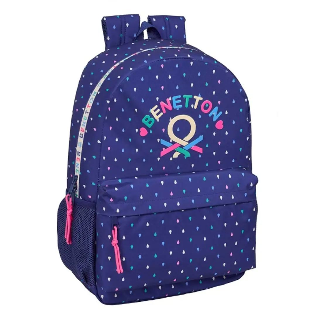 Safta Benetton Drop Mochila Adaptable a Carro - Bolsillos Laterales - Doble Tirador en Cremallera - Espalda Ergonomica Acolchada - Asa de Mano Superio 1