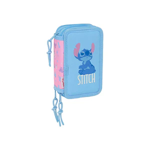 Safta Stitch Bright Plumier de 3 Pisos - 37 Piezas - 1.3L - Goma - Lapiz - Boligrafos - Sacapuntas - Reglas - 16 Colores - 14 Rotuladores - 125x55x195