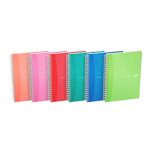 Oxford Office My Colours Cuaderno Espiral A5 - Tapa de Plastico Resistente - Espiral Doble para Mayor Durabilidad - Cuadricula 5x5 Ideal para Matemati