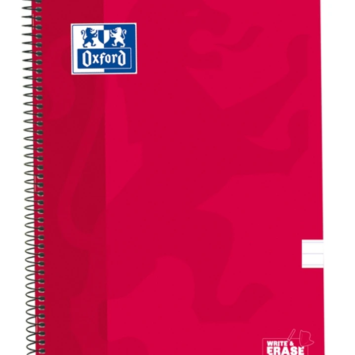 Oxford School Classic Cuaderno Espiral Tapa Extradura Write&Erase - Folio 1 Linea con Margen - 80 Hojas - Color Rojo 1