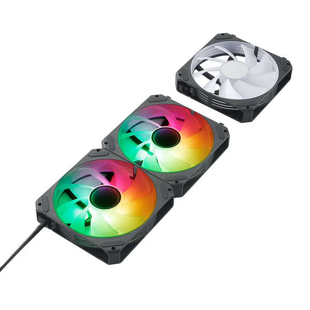 Abysm Gaming Arclight 2.0 ARGB Black Pack de 3 Ventiladores 120mm con Iluminacion ARGB - Velocidad Max. 1500rpm - Conexion en Serie 1