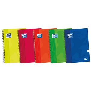 Oxford School Classic Write&Erase Fº Cuaderno Espiral - Tapa Extradura Resistente - Cuadricula 5x5 con Margen - 80 Hojas - Colores Surtidos