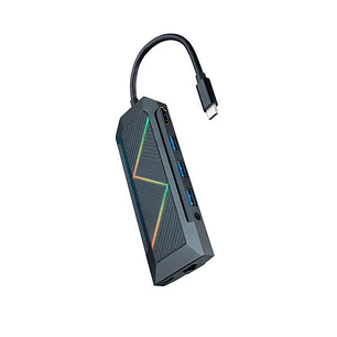 Nanocable 9 en 1 Hub USB-C 3.0 con 3x USB-A 3.0, 1x USB-C PD, 1x HDMI, 1x RJ45, 1x Audio 3.5mm, 1x Lector SD, 1x Lector TF - Carcasa de Aluminio - Cab