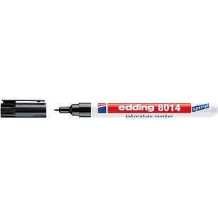 Edding 8014 Rotulador Permanente Especial Laboratorio - Punta Redonda 1mm - Tinta Apta para Superficies Lisas y Transparentes - Tinta casi Inodora y R